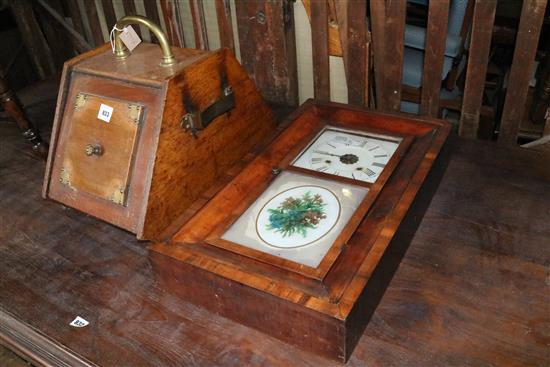 Vict mahogany coal scuttle & American wall clock(-)